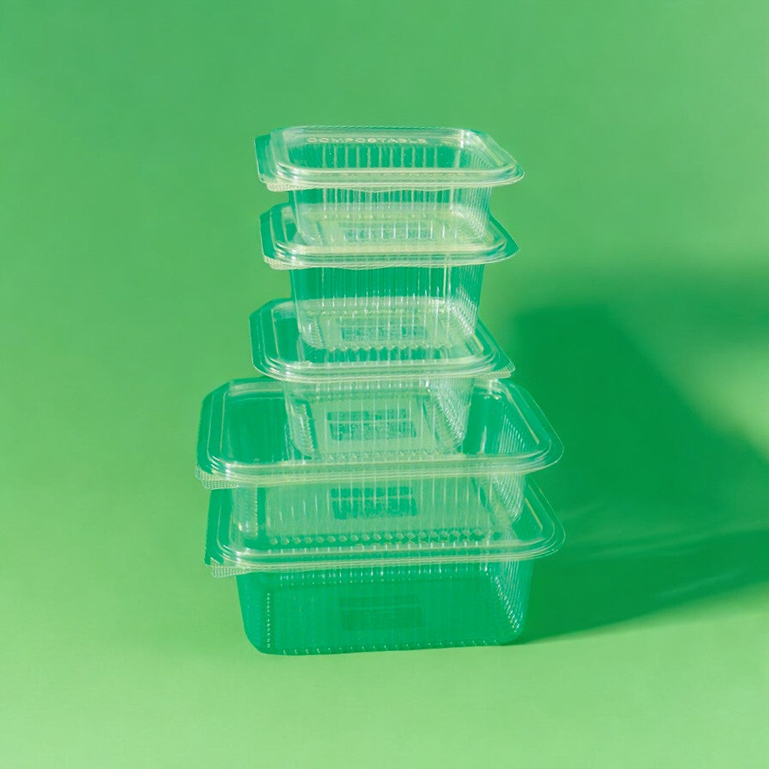 CONTENEDOR RECTANGULAR TRANSPARENTE + TAPA PLA cc 370 126x117 h56mm - BIOECO