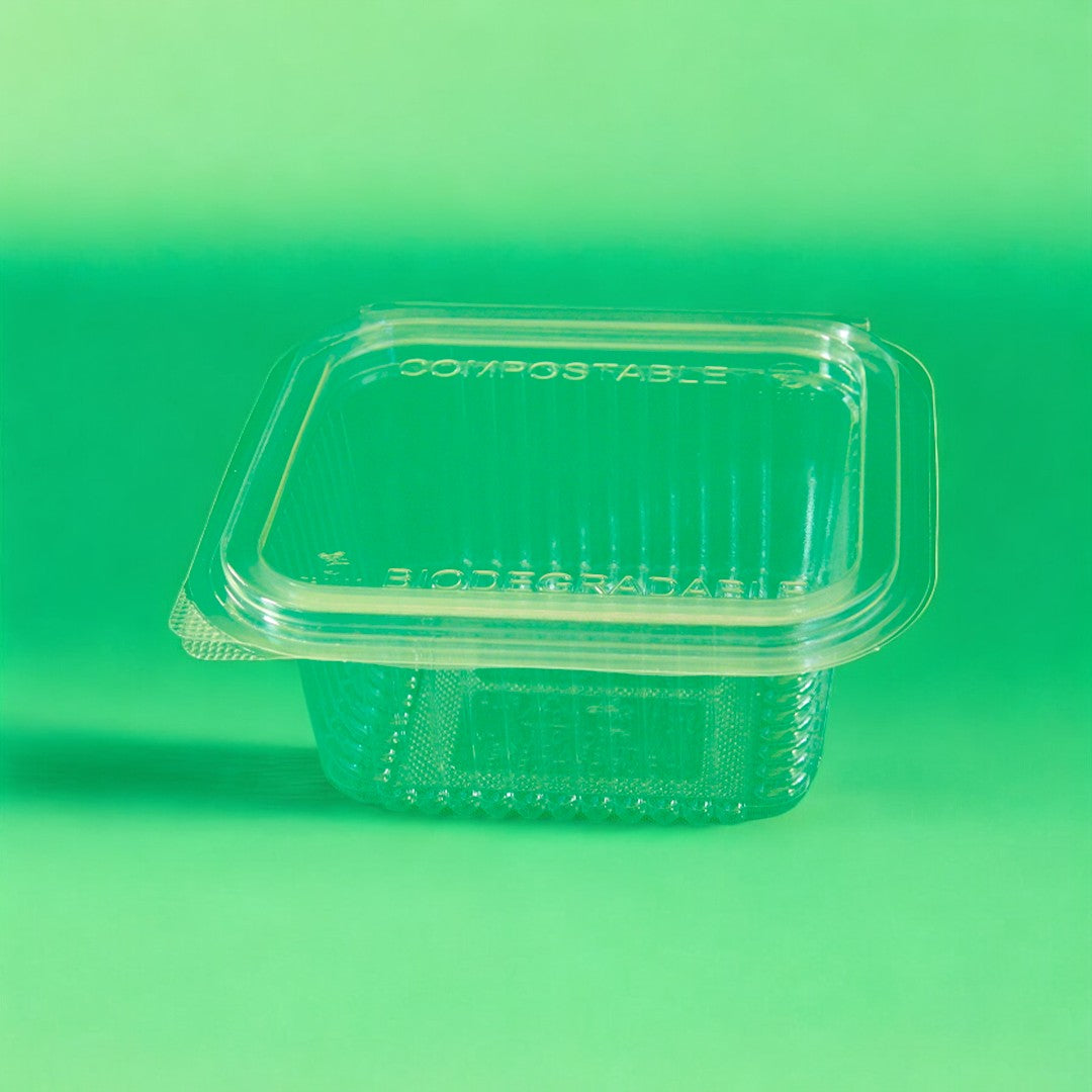 CONTENEDOR RECTANGULAR TRANSPARENTE + TAPA PLA cc 370 126x117 h56mm - BIOECO