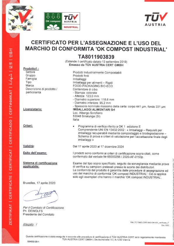 Certificación OK COMPOST Descartables