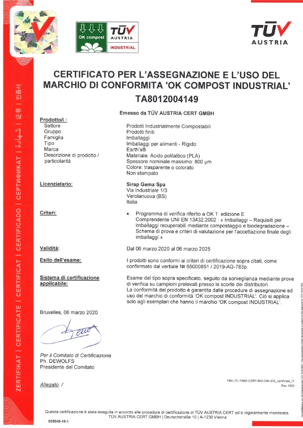 Certificación OK COMPOST Descartables